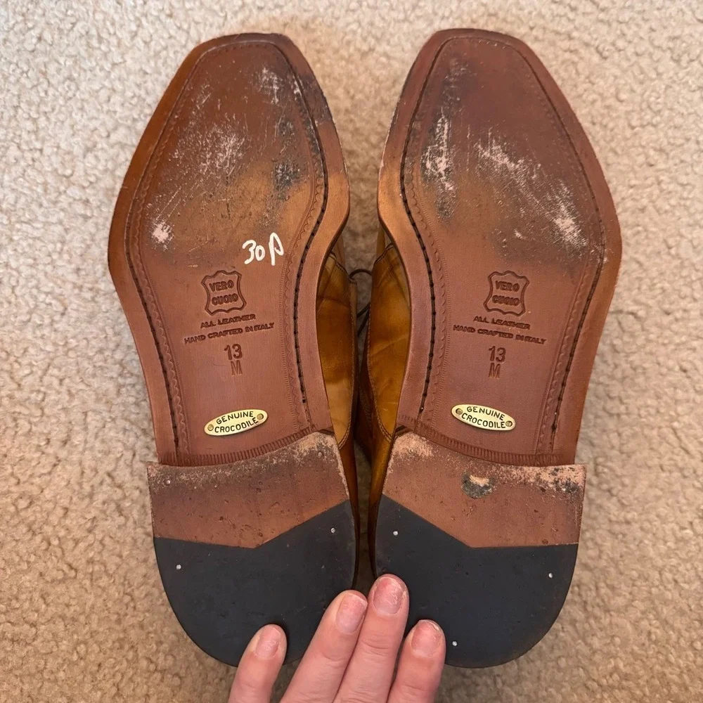 Belvedere Florence Genuine Crocodile Leather Italian Men's Dress Shoes Sz 13 M